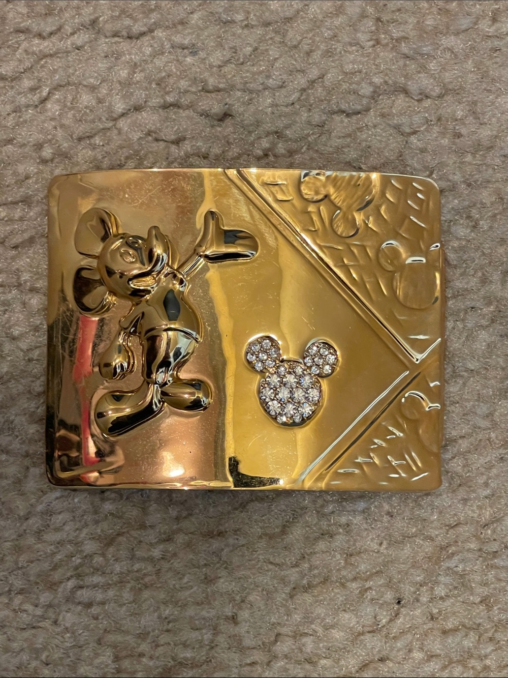 Mickey Mouse Gold Belt Buckle with Crystal Accent